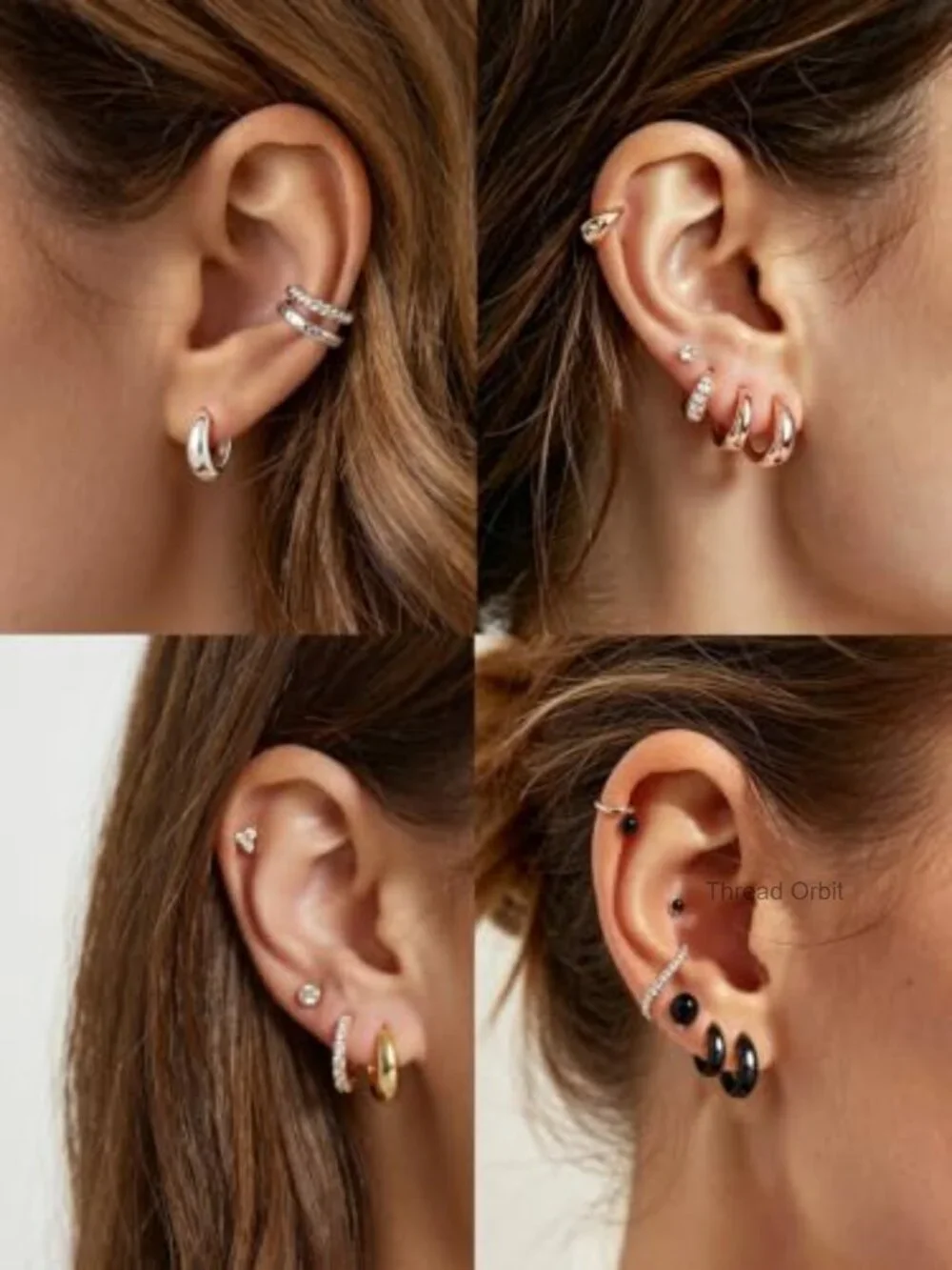 14K Gold Plated Chunky Hoop Earrings with Sterling Silver Posts,